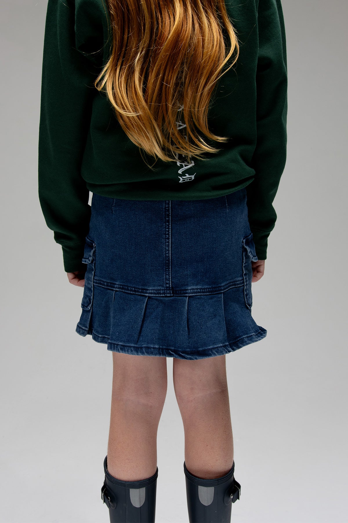 Girls Cargo Pleated Denim Mini Skirt, Pack of 12