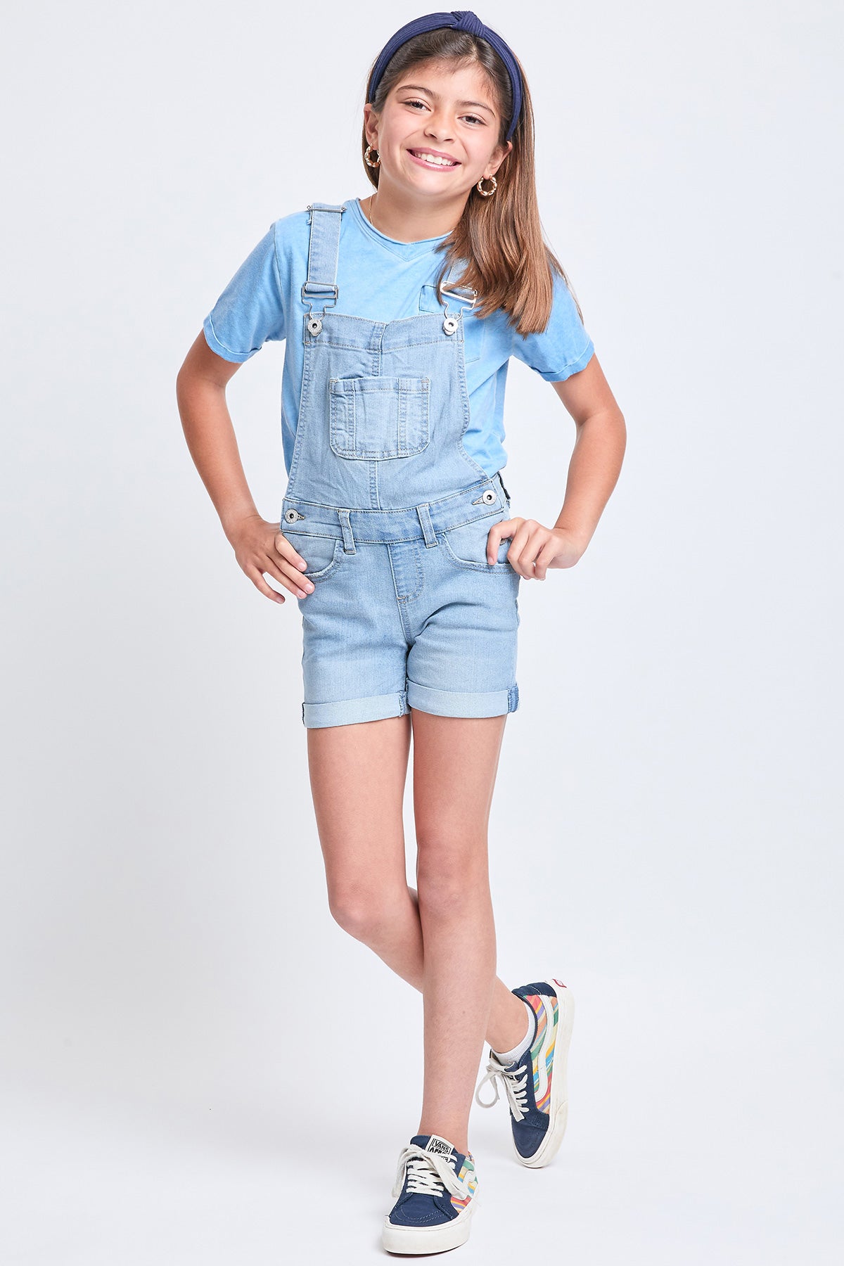 Girls Bib Cuffed Shortalls, Pack of 6