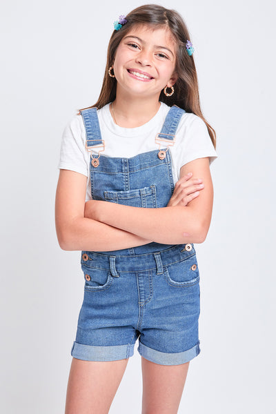 Girls Bib Cuffed Shortalls, Pack of 6