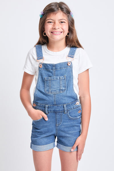 Girls Bib Cuffed Shortalls, Pack of 6