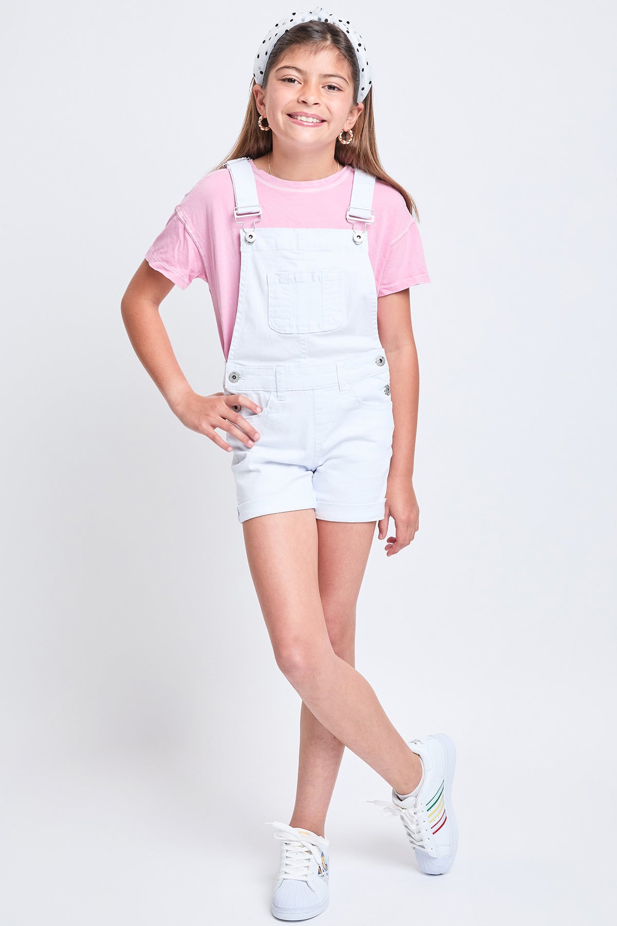 Girls Bib Cuffed Shortalls, Pack of 6