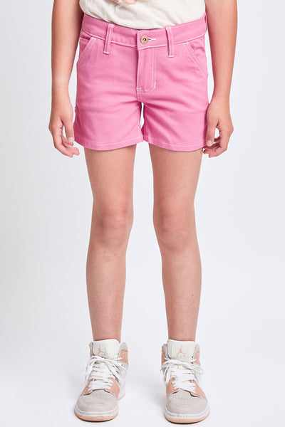 Girls Contrast Stitch Carpenter Shorts, Pack of 12