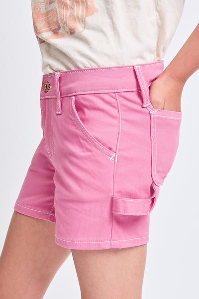 Girls Contrast Stitch Carpenter Shorts, Pack of 12