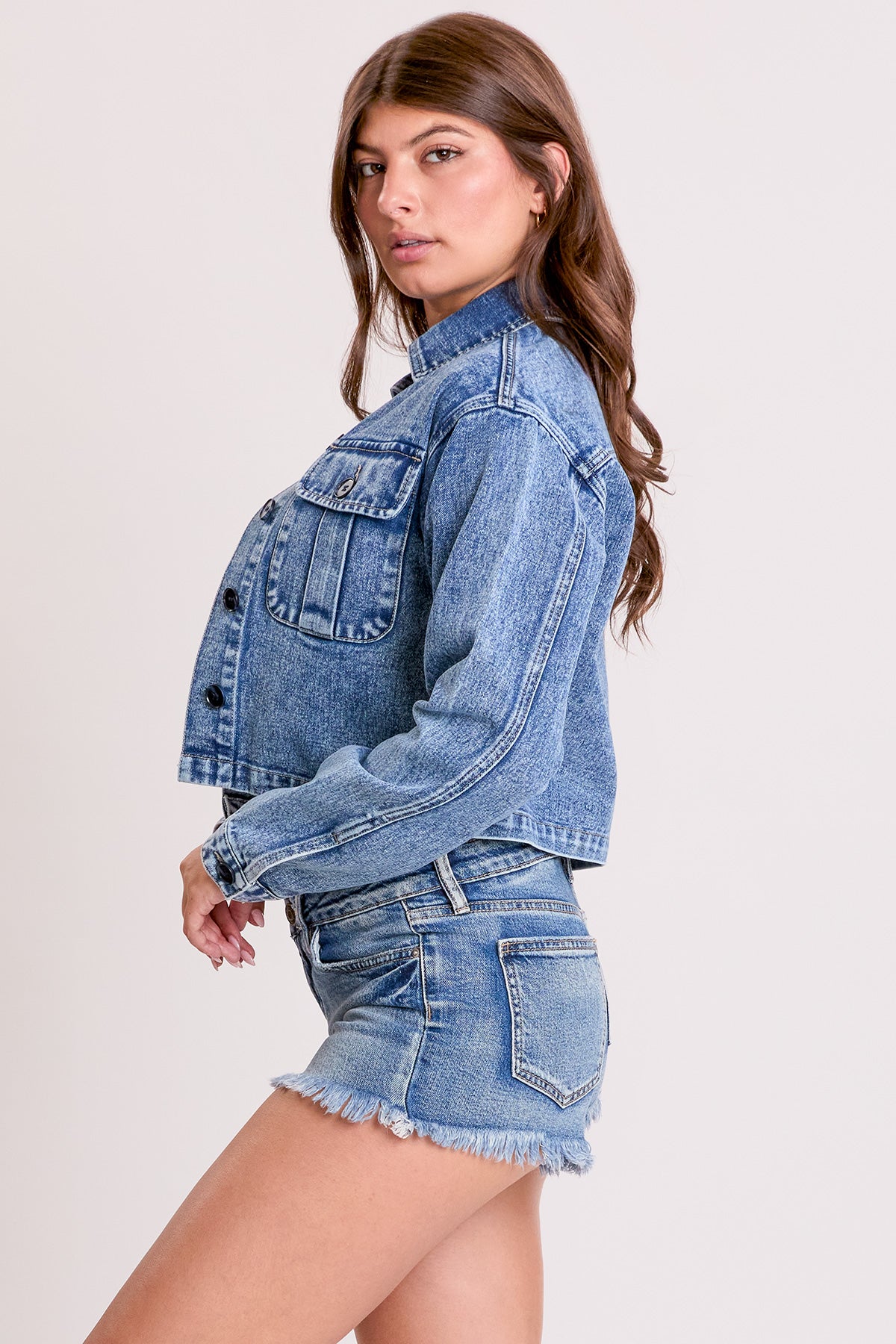 Cropped Trucker Rigid Denim Jacket, Pack of 6