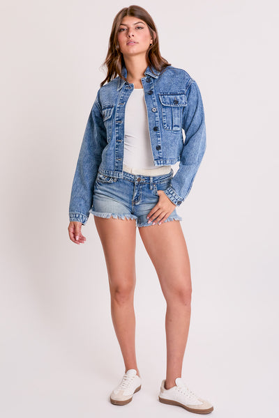 Cropped Trucker Rigid Denim Jacket, Pack of 6