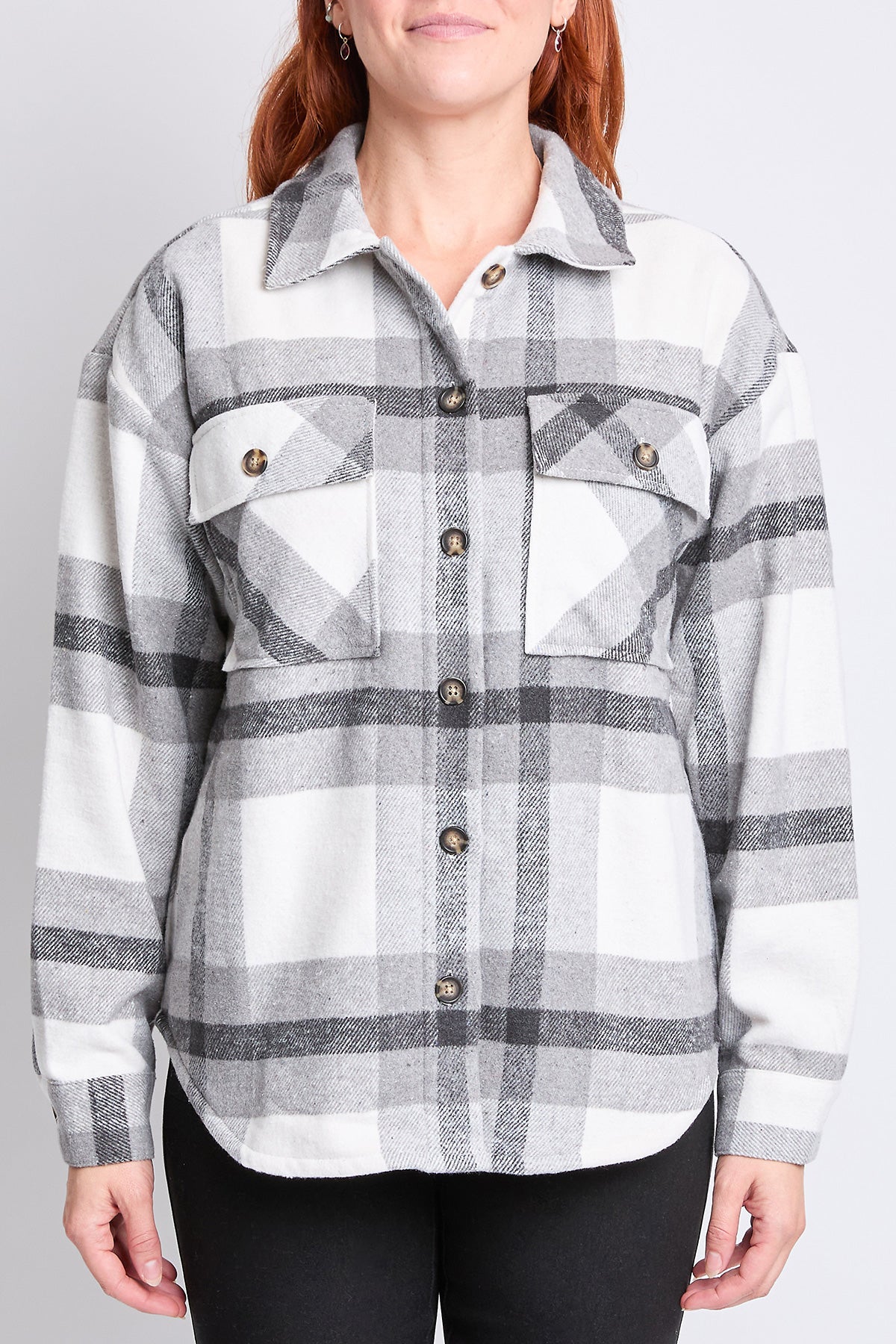 Oversized Plaid Flannel Shacket W/Sherpa Lining, Pack of 6