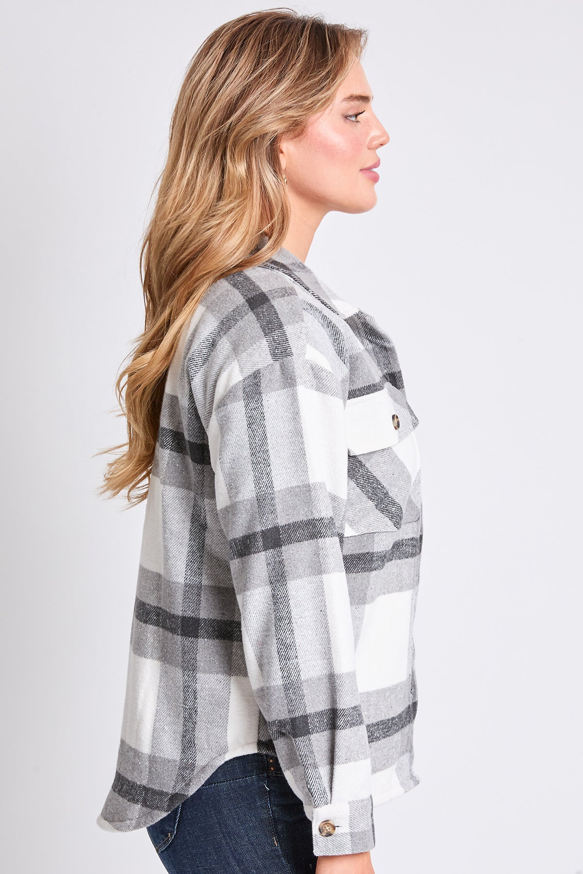 Oversized Plaid Flannel Shacket W/Sherpa Lining, Pack of 6