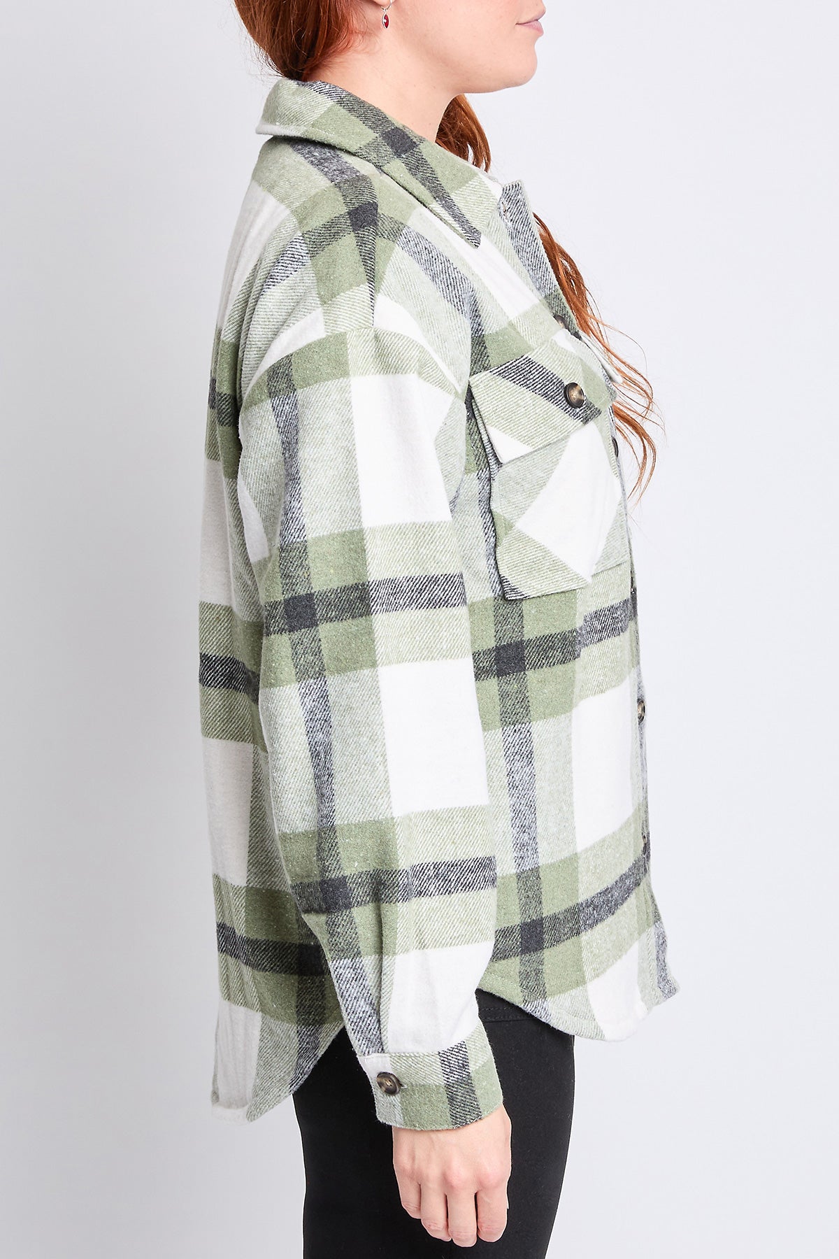 Oversized Plaid Flannel Shacket W/Sherpa Lining, Pack of 6