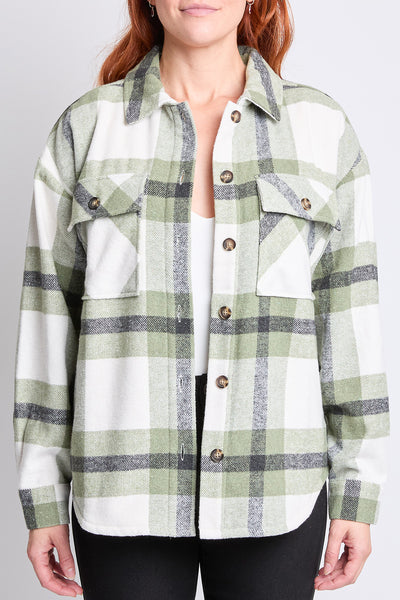 Oversized Plaid Flannel Shacket W/Sherpa Lining, Pack of 6