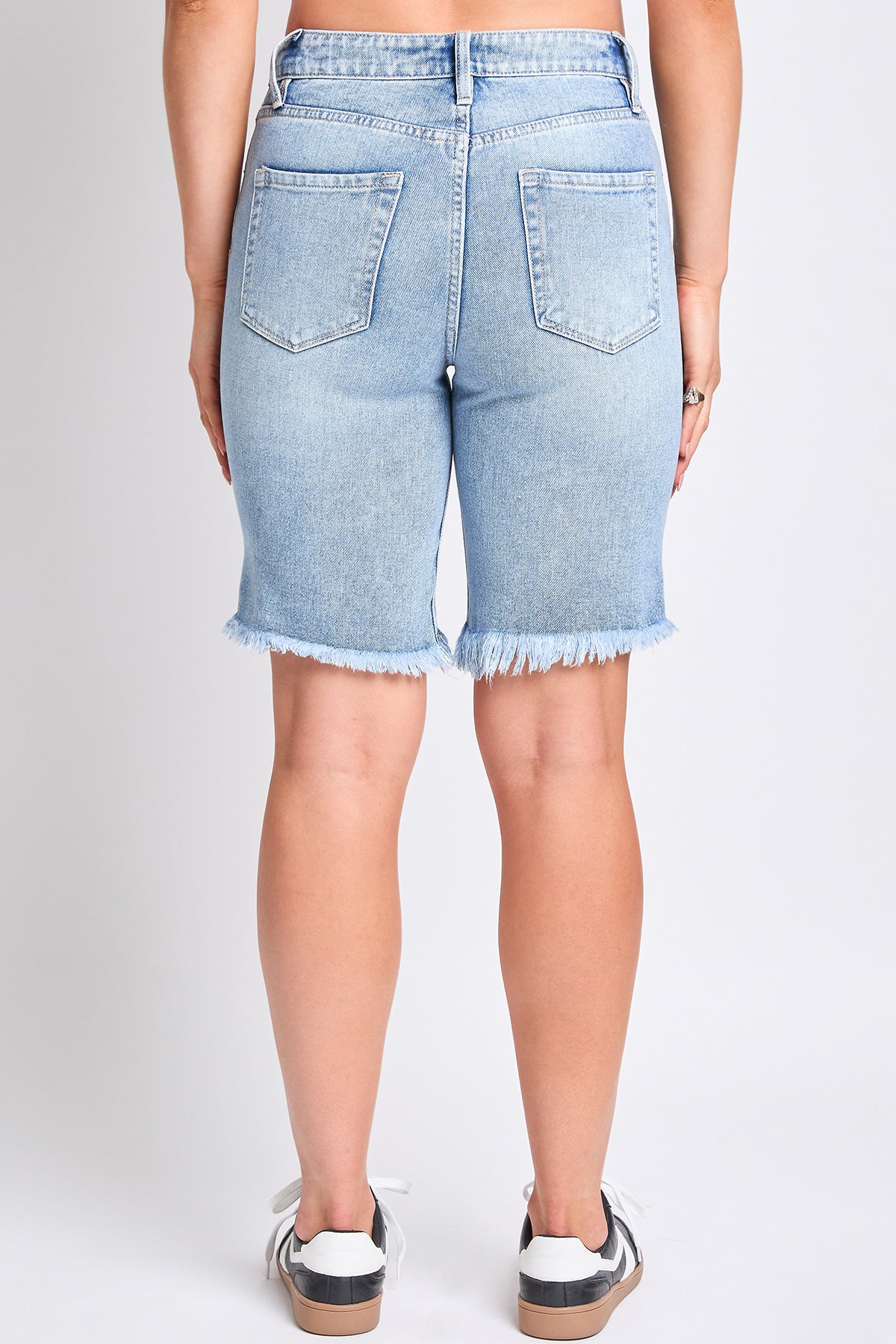 High Rise Frayed Hem Rigid Boyfriend Denim Shorts , Pack Of 12