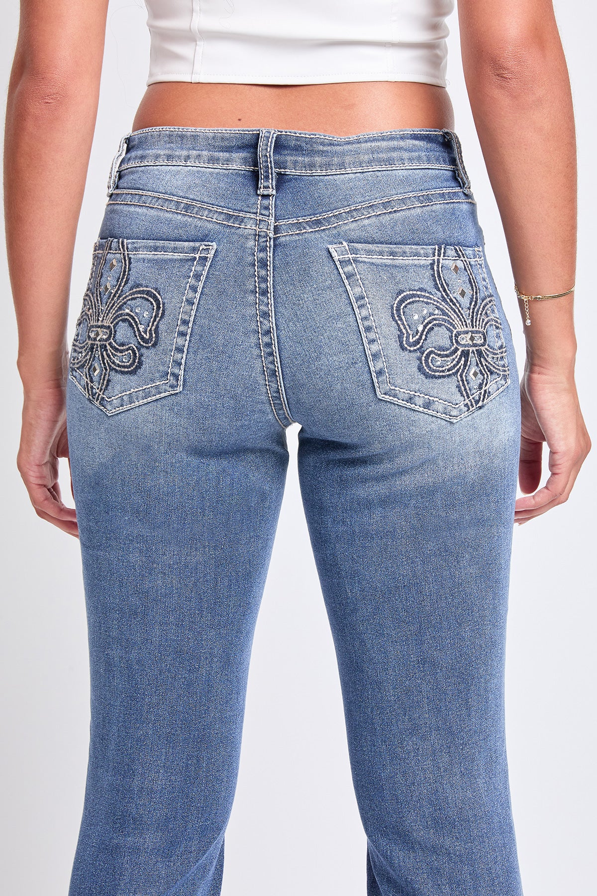 Mid Rise Studded Fleur De Lis Bootcut Jeans, Pack of 12