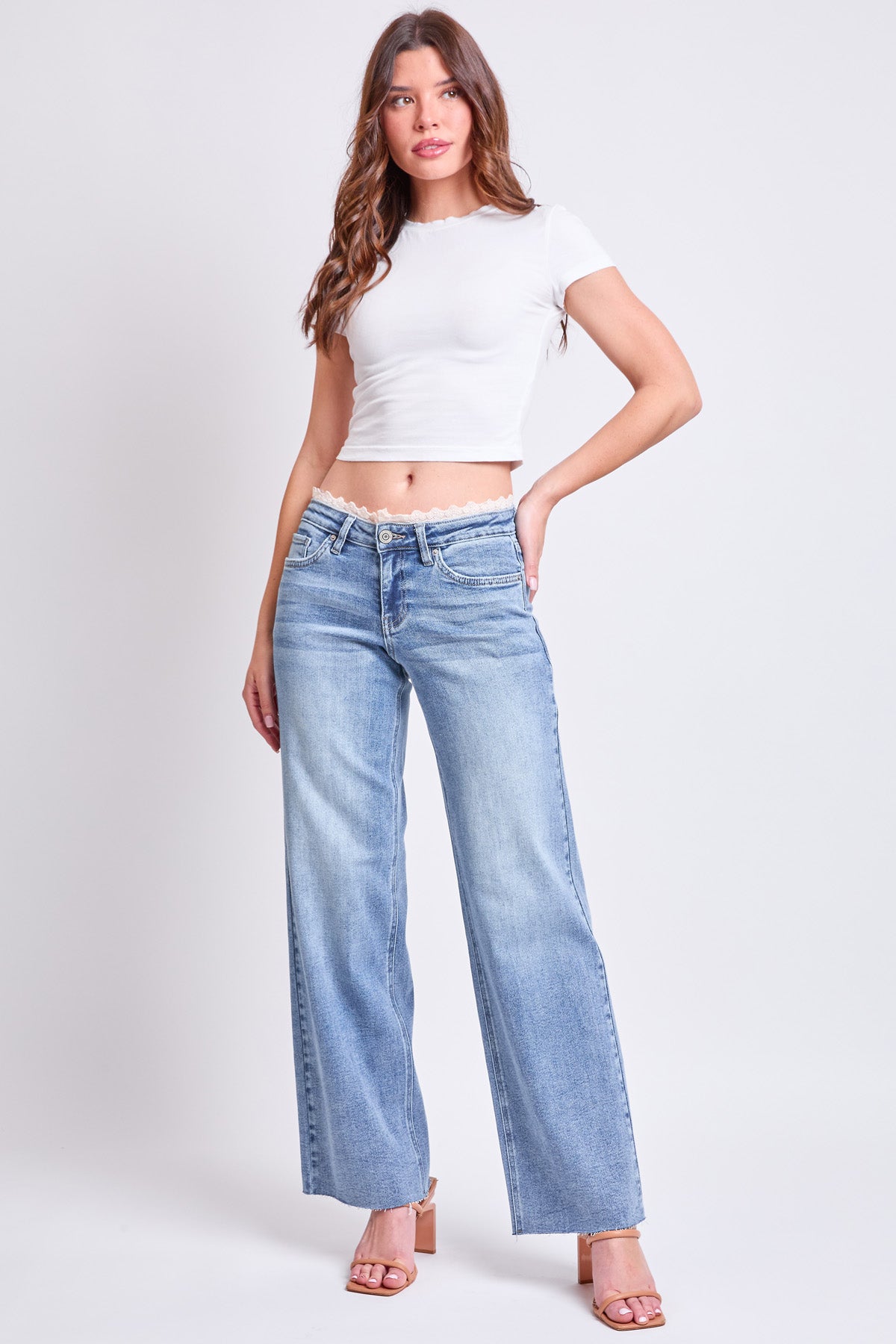 Low Rise Lace Trim Wide Leg Jean, Pack of 12