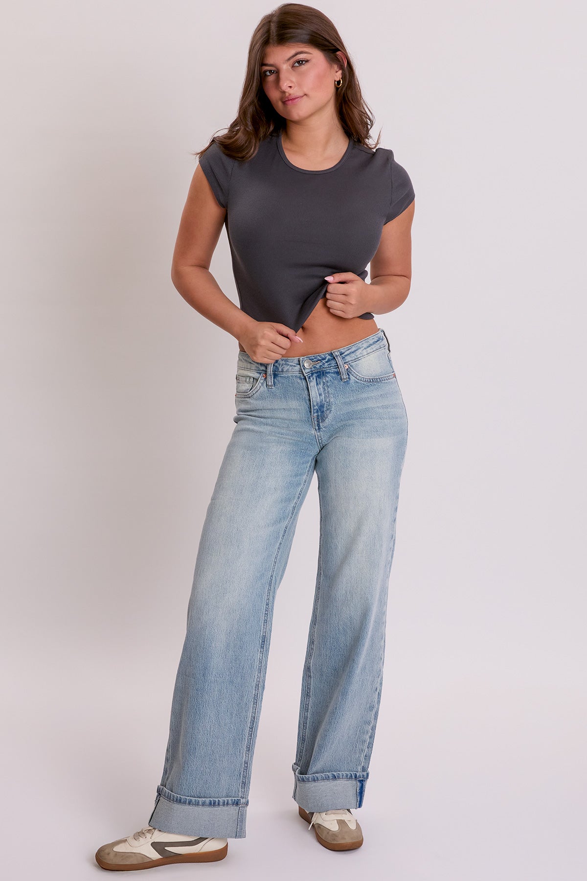 Low Rise Wide Leg Cuff Jeans, Pack of 12