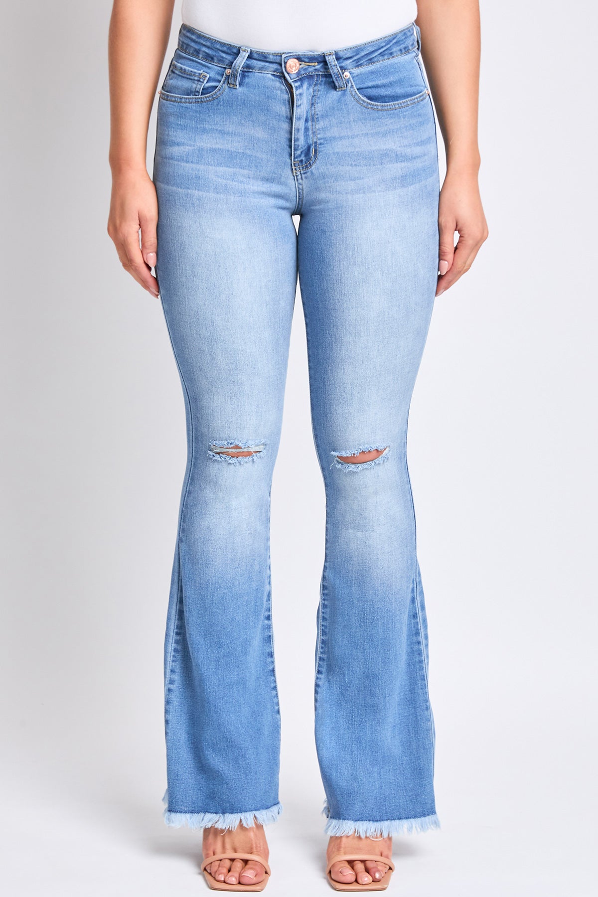 High-Rise Flare Jean With Frayed Hem - Long Inseam 10 Pack