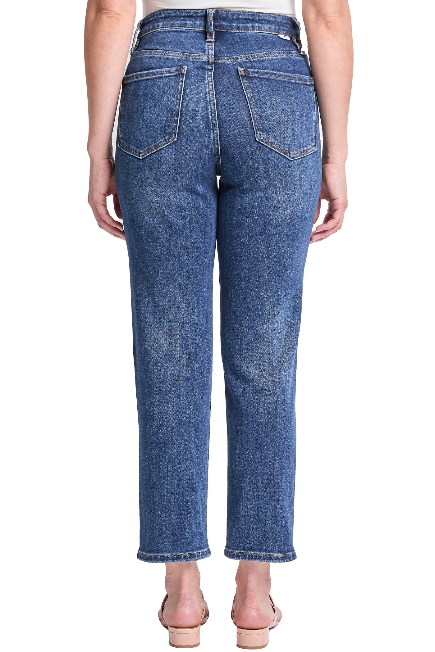 Dylan Mid Rise Asymmetric Cropped Straight Leg Jeans