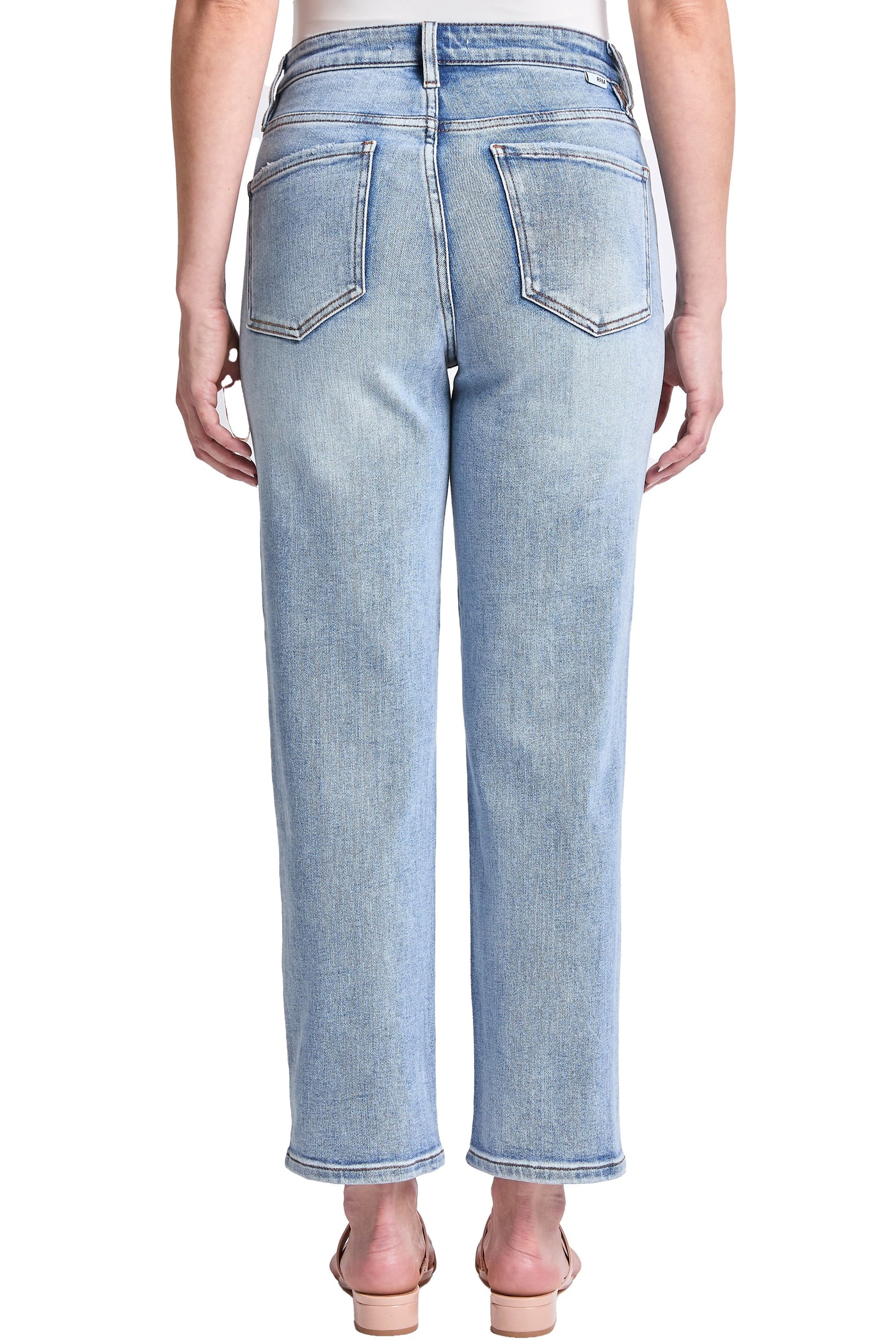 Dylan Mid Rise Asymmetric Cropped Straight Leg Jeans