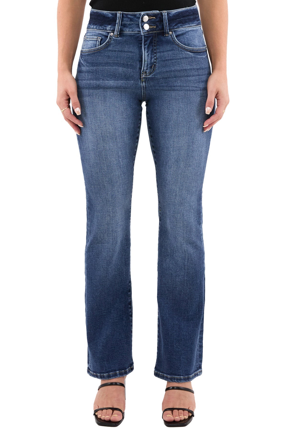 Mia High Rise 2-Button Bootcut Jeans