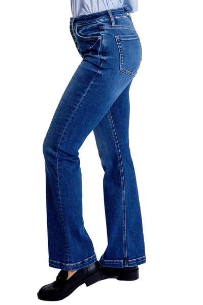 Mia High Rise Exposed Button Bootcut Jeans