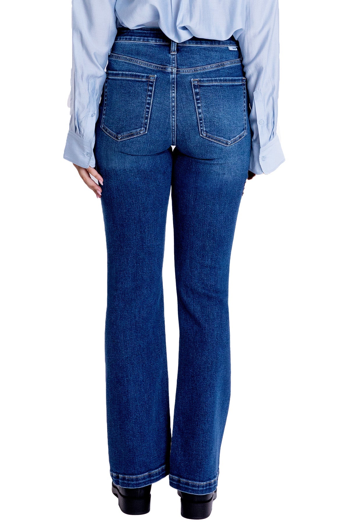 Mia High Rise Exposed Button Bootcut Jeans