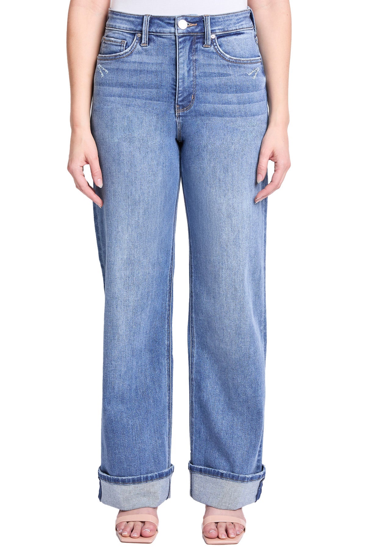 Hailey High Rise Cuff Wide Leg Jeans