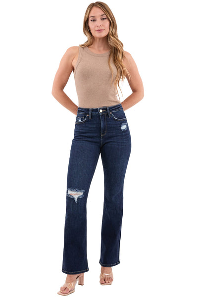 Mia High Rise Bootcut Distressed Jeans