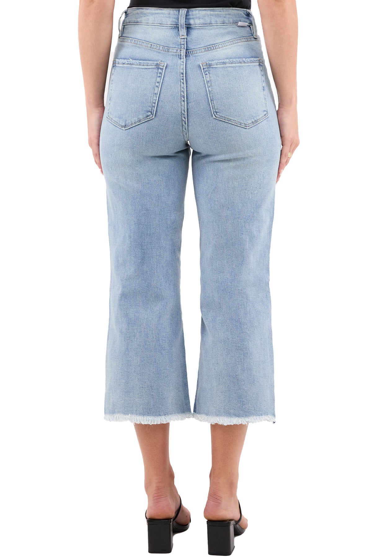 Chloe High Rise Wide Leg Cropped Frayed Jeans