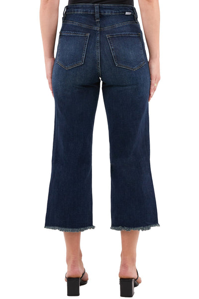 Chloe High Rise Wide Leg Cropped Frayed Jeans