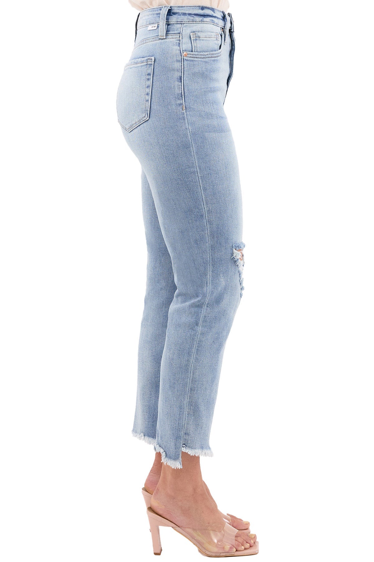 Dylan High Rise Slim Straight Crop Fray Jeans