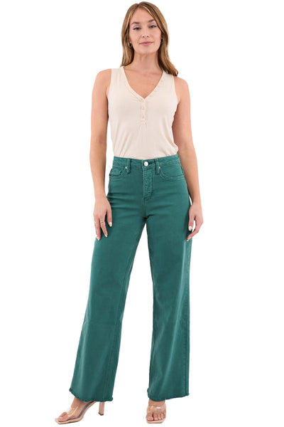 Chloe High Rise Frayed Wide Leg Pants