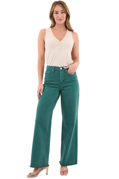 Chloe High Rise Frayed Wide Leg Pants