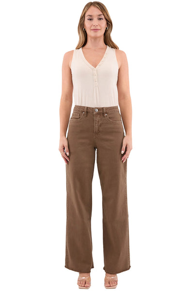 Chloe High Rise Frayed Wide Leg Pants