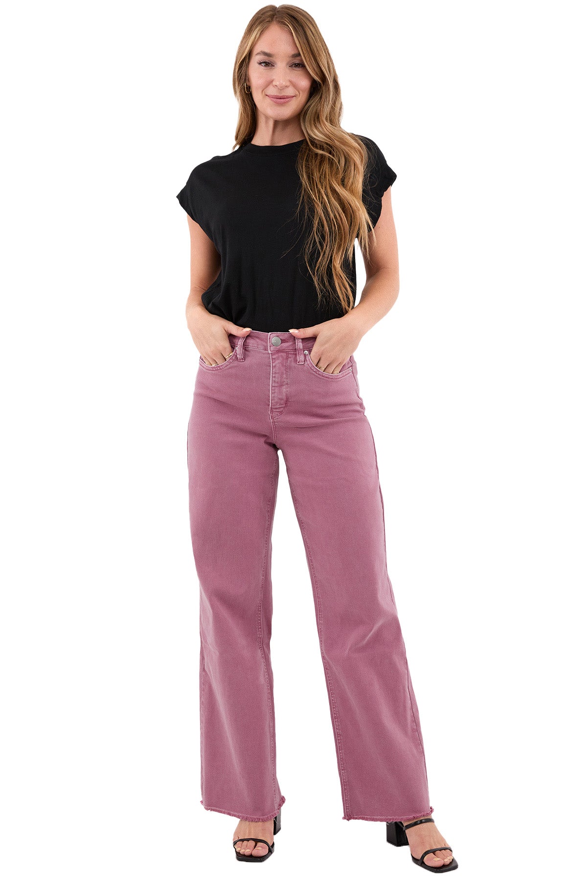 Chloe High Rise Frayed Wide Leg Pants