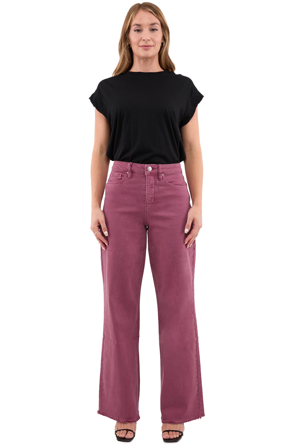 Chloe High Rise Frayed Wide Leg Pants