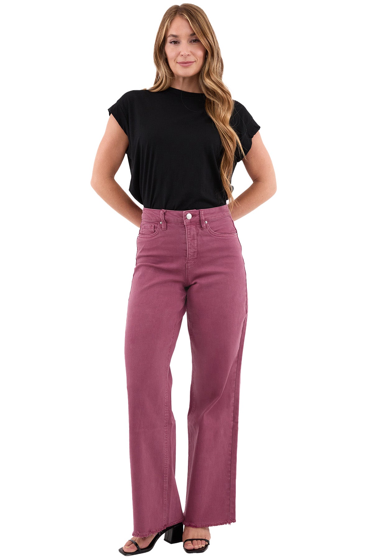 Chloe High Rise Frayed Wide Leg Pants