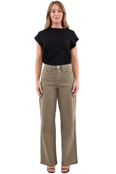 Chloe High Rise Frayed Wide Leg Pants