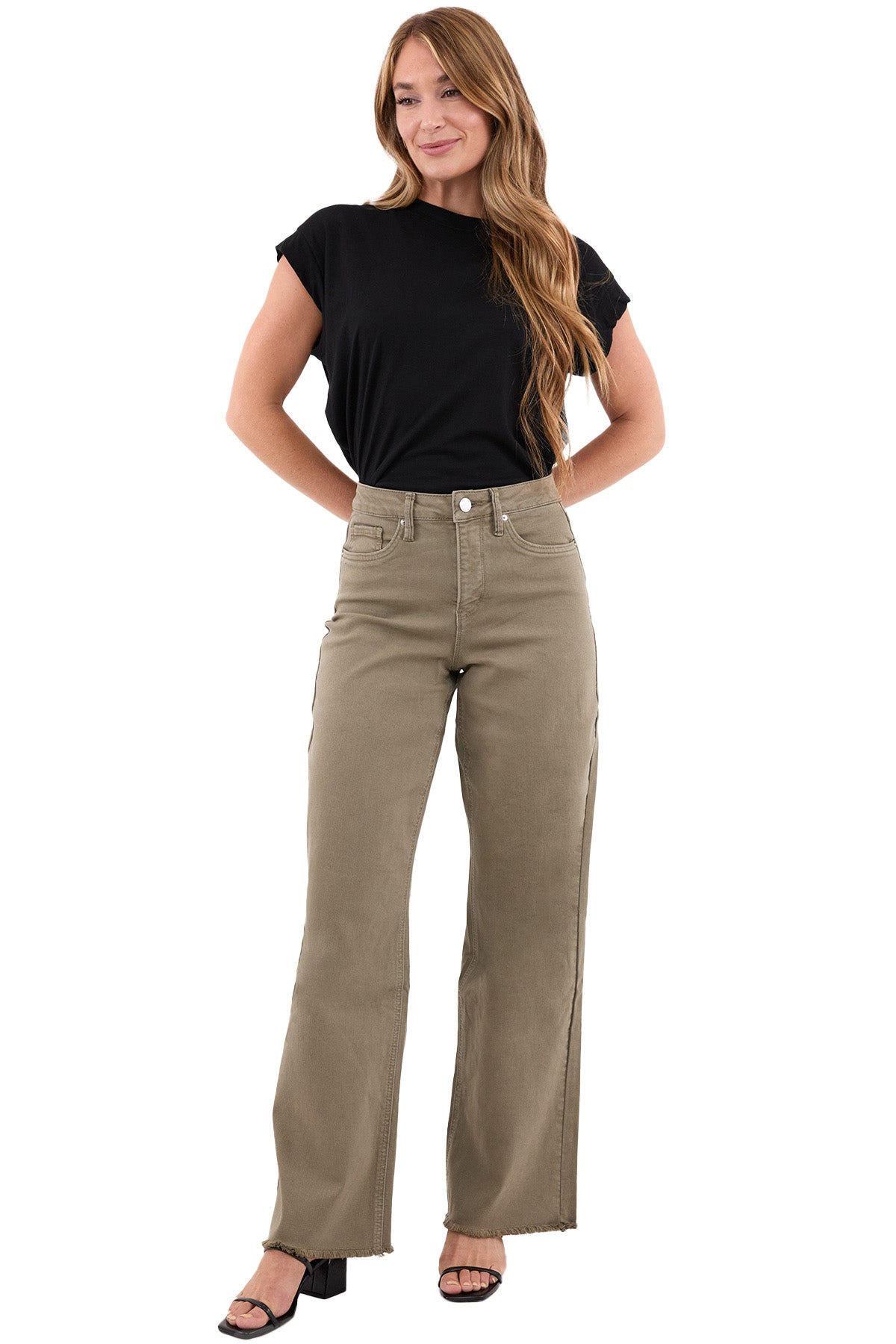 Chloe High Rise Frayed Wide Leg Pants