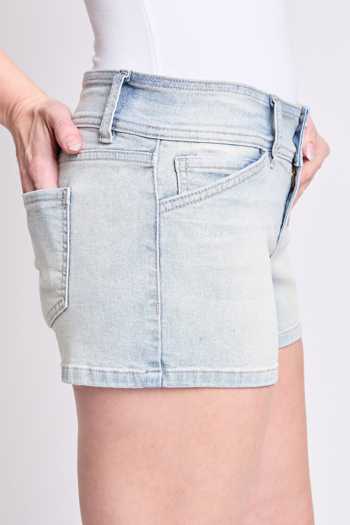 Low Rise 2 Button Slanted Pocket Denim Shorts, Pack of 12