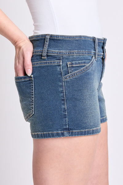 Low Rise 2 Button Slanted Pocket Denim Shorts, Pack of 12