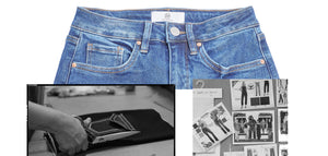 RFM banner for about us showcasing denim fit and a little inspo on how the denim was being created 