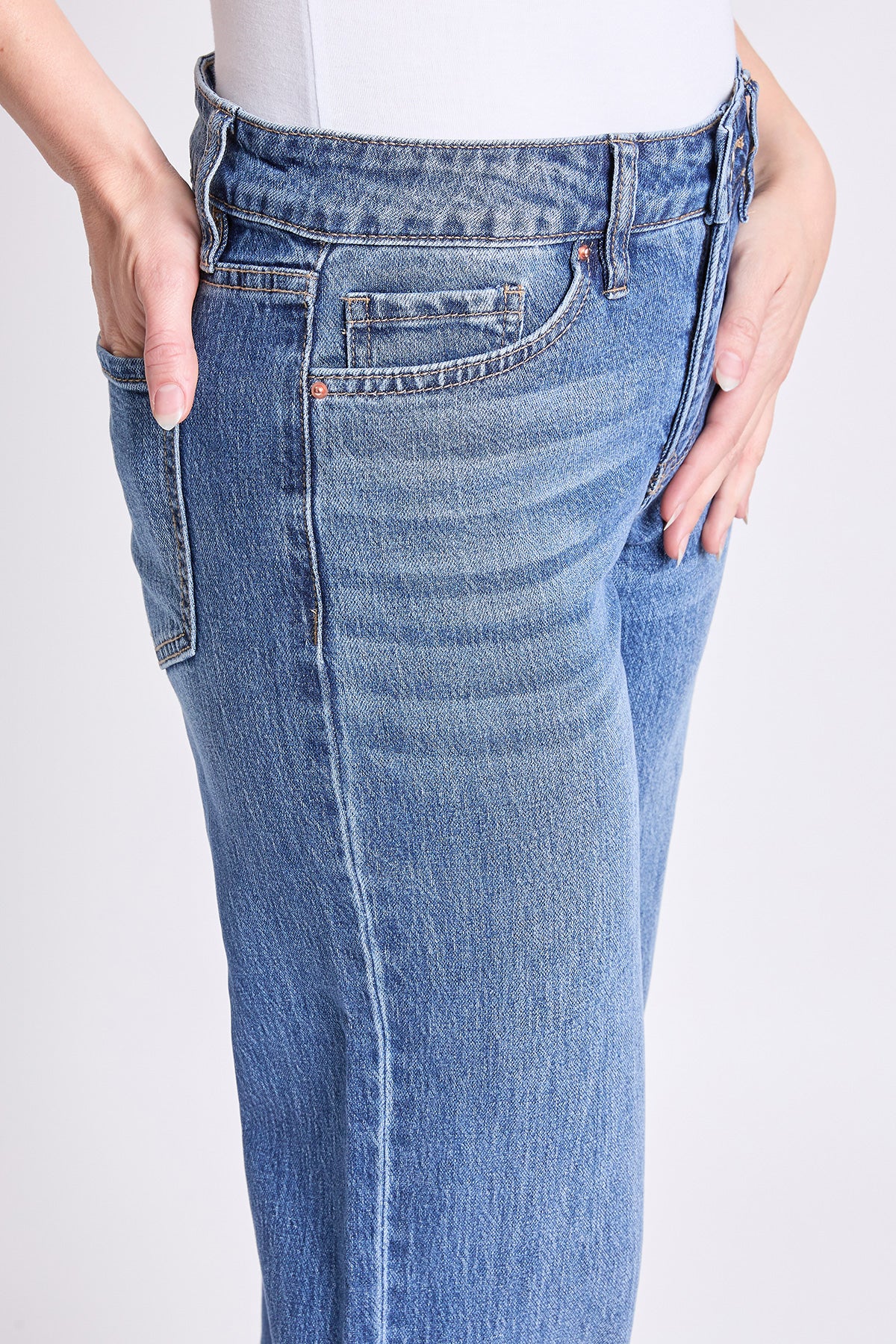 High Rise Wide Leg Jeans with Raw Hem, Pack of 8