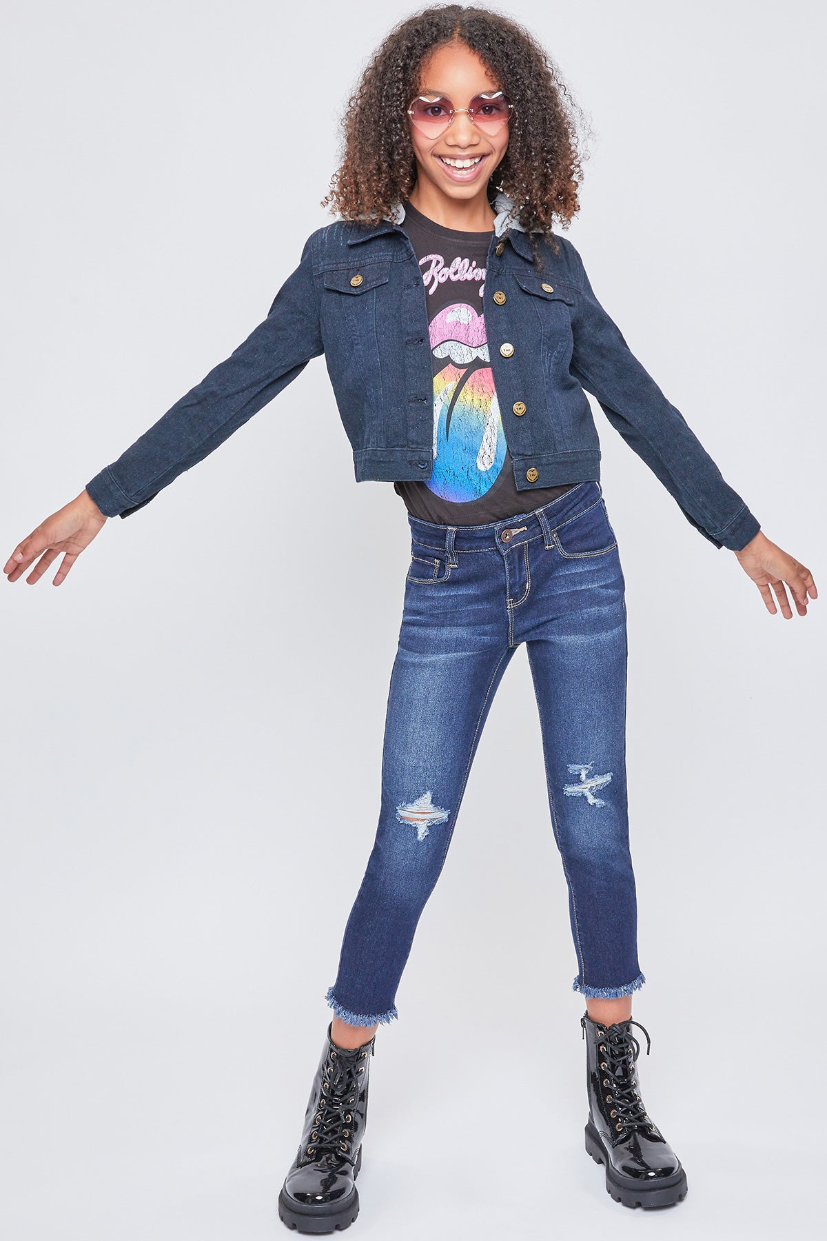 Girls Basic Denim Jacket W/ Removable Hoodie, Pack Of 6