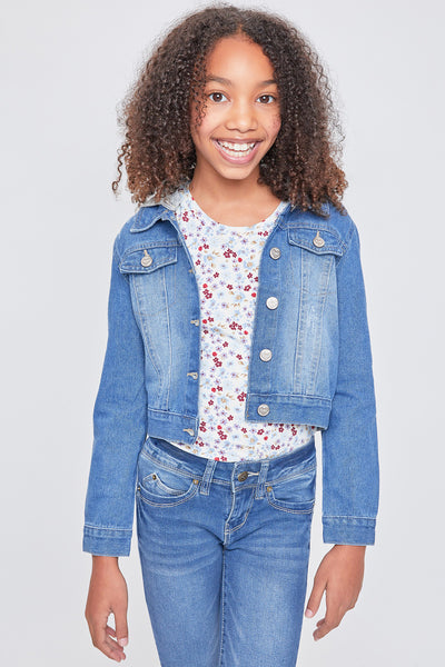 Girls Basic Denim Jacket W/ Removable Hoodie, Pack Of 6