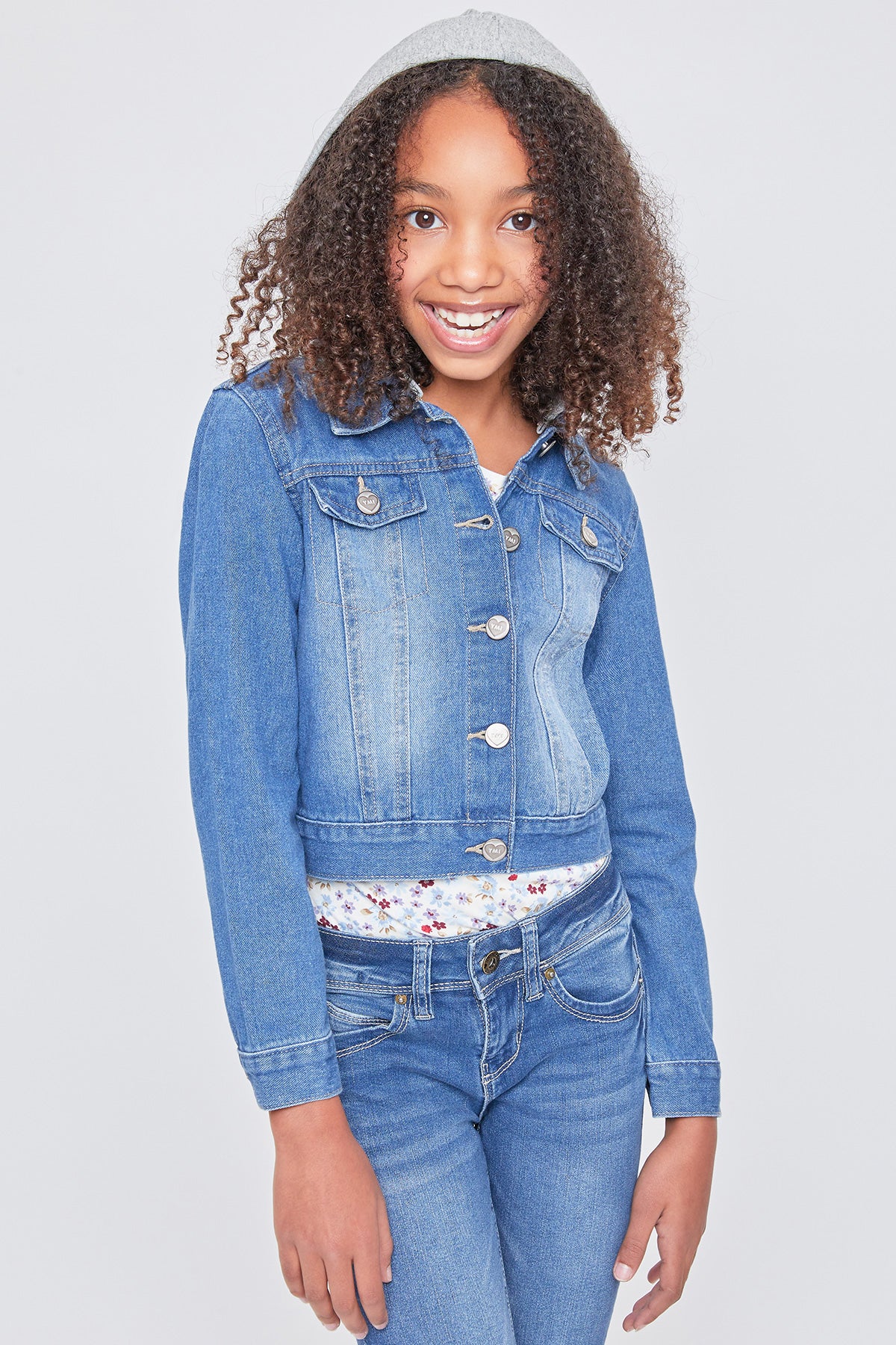 Girls Basic Denim Jacket W/ Removable Hoodie, Pack Of 6