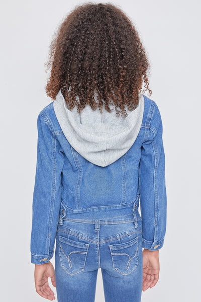 Girls Basic Denim Jacket W/ Removable Hoodie, Pack Of 6