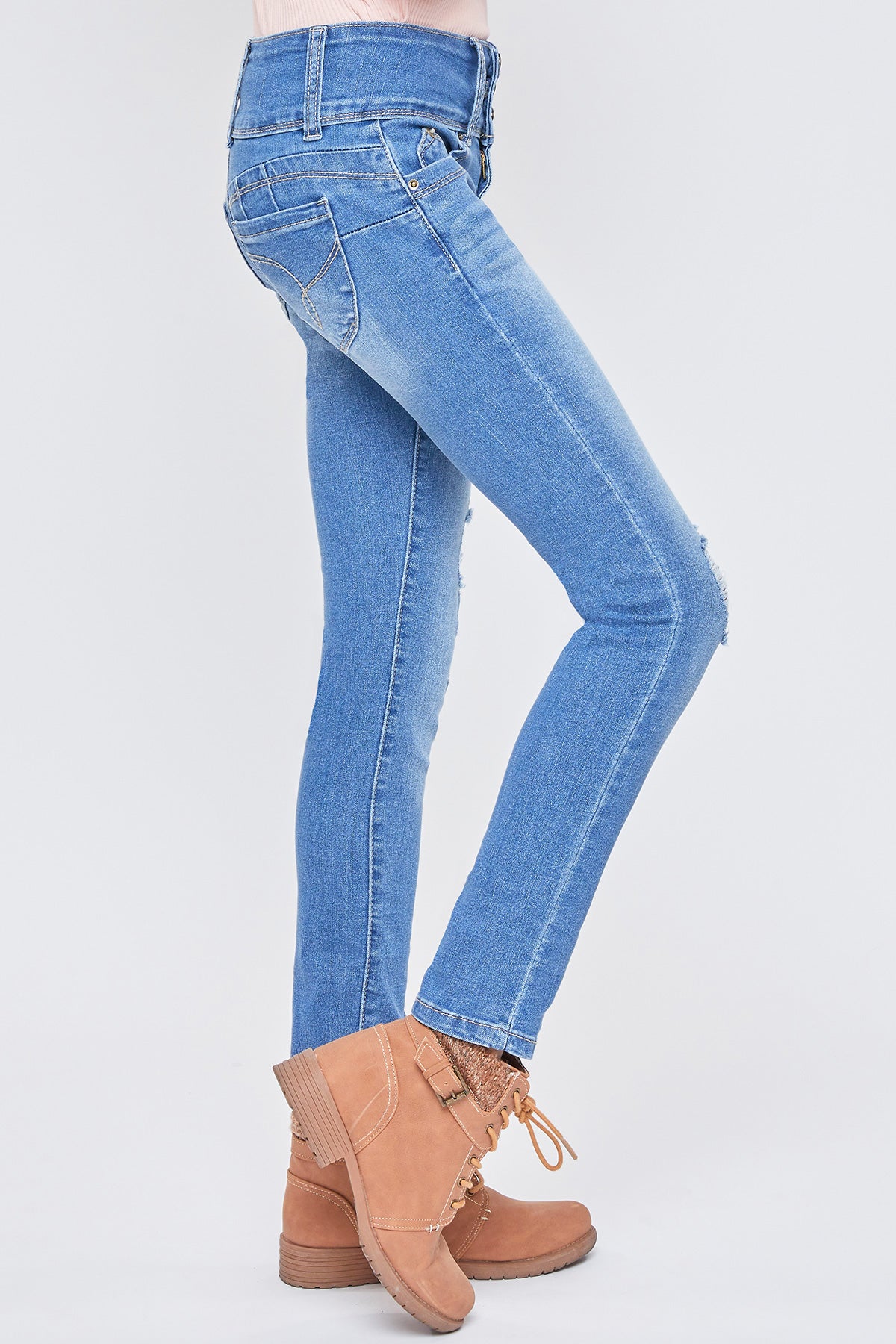 YMI Jeans Girls WannaBettaFit 1-Button Skinny Jean Made with Recycled Fibers
