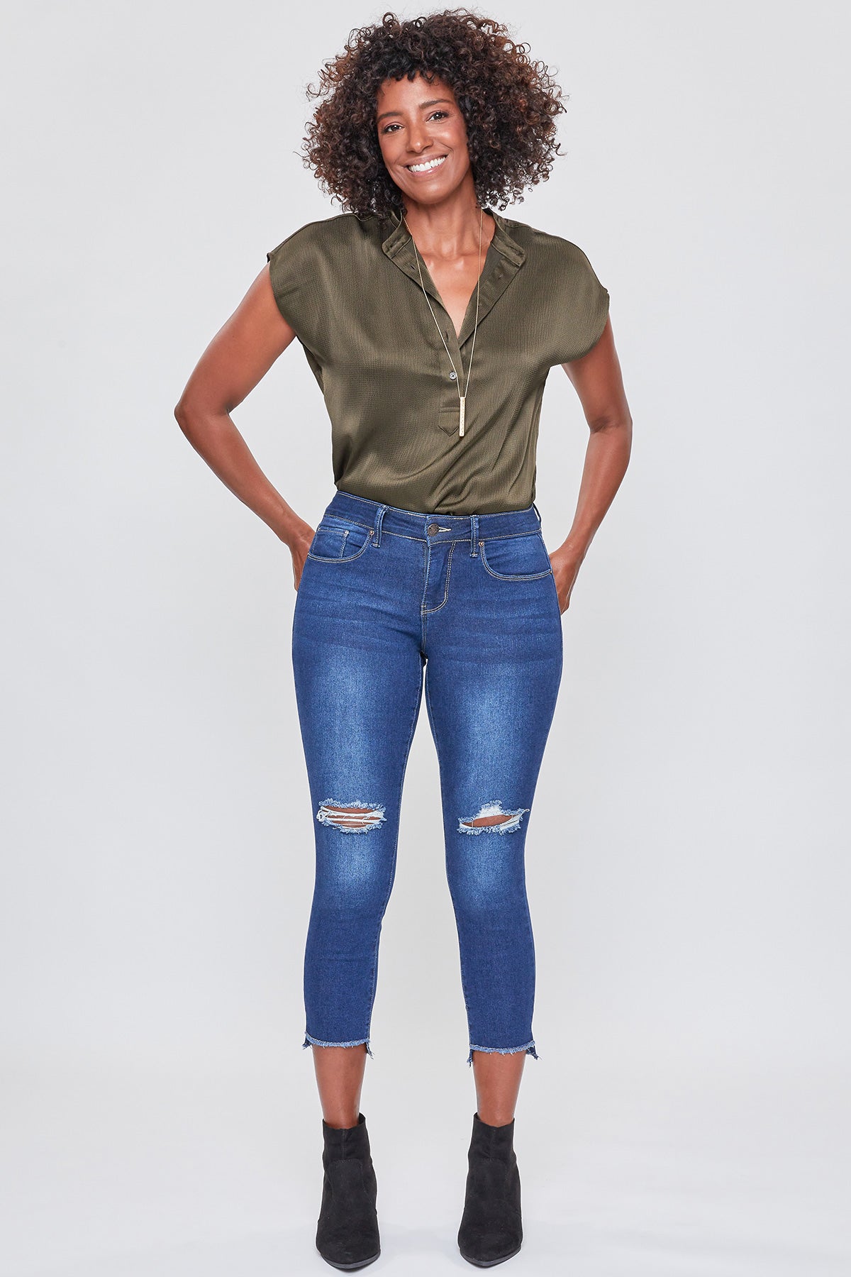 Women's Skinny Elastic Pull On Jeans Frayed Hem Roll Cuff Ripped Distressed  Denim Jeggings Regular - Plus Size
