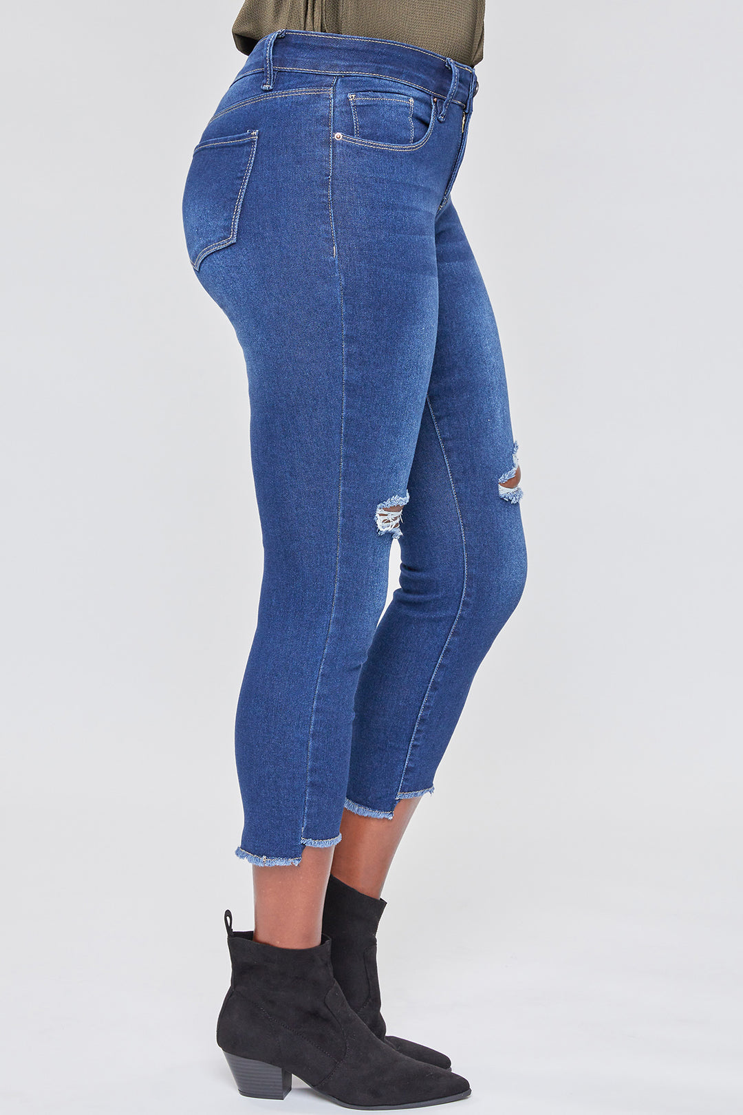 Ripped Light Wash Jeans, High-Rise Cropped & store Ripped Raw Hem Skinny Jeans